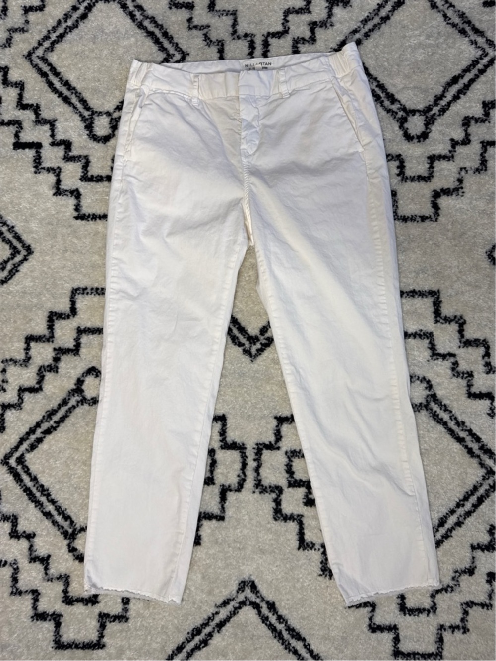 Nili Lotan Mid Rise Frayed Ankle Slim Straight Cropped Pants Size 6